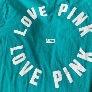 Pink by VS Love Front Tie Green T Shirt